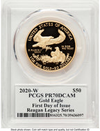 2020-W Proof Gold Eagle 1 oz FDI Reagan Legacy Series Michael Reagan PCGS PR70