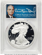 2021-W TY1 Proof Silver Eagle 1 oz AR Clifton Truman Daniel PCGS PR70