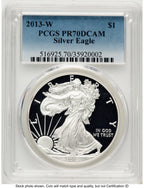 2013-W Proof Silver Eagle 1 oz Blue Gradient PCGS PR70