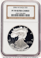 2006-W Proof Silver Eagle 1 oz Brown Label NGC PF70