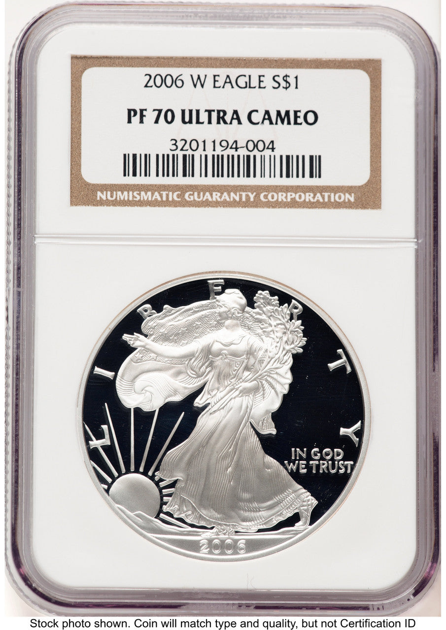 2006-W Proof Silver Eagle 1 oz Brown Label NGC PF70