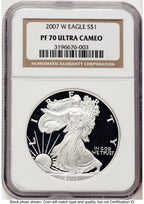 2007-W Proof Silver Eagle 1 oz Brown Label NGC PF70