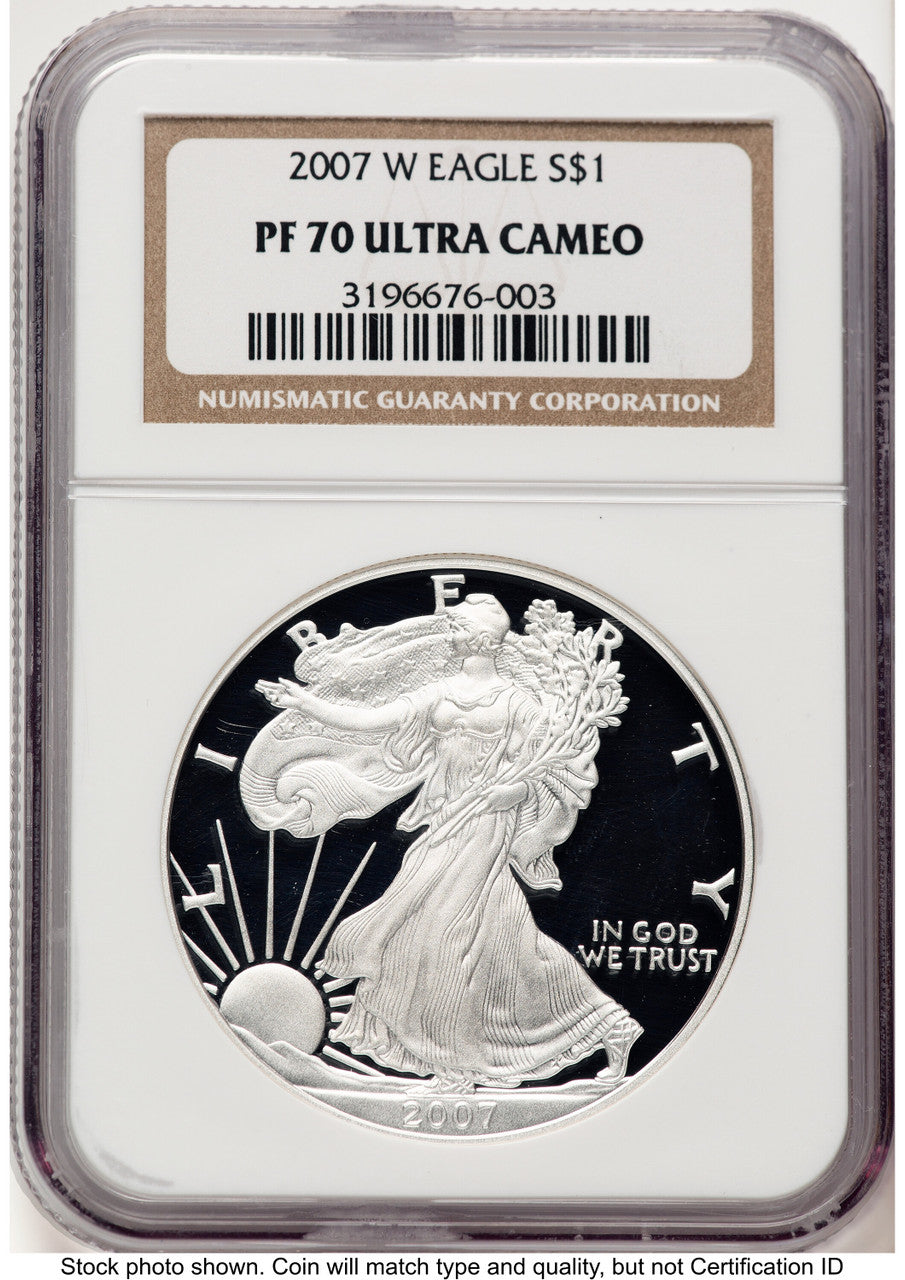 2007-W Proof Silver Eagle 1 oz Brown Label NGC PF70