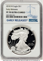 2018-W Proof Silver Eagle 1 oz ER Blue NGC PF70