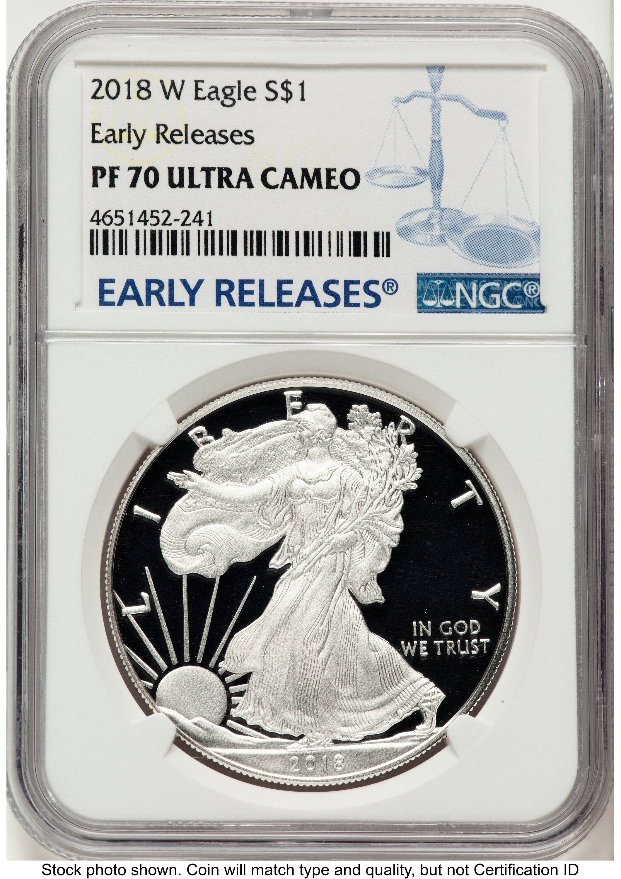 2018-W Proof Silver Eagle 1 oz ER Blue NGC PF70