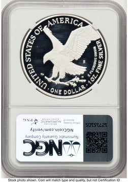 2023-S Proof Silver Eagle 1 oz ER Miles Standish Eagle Flag NGC PF70