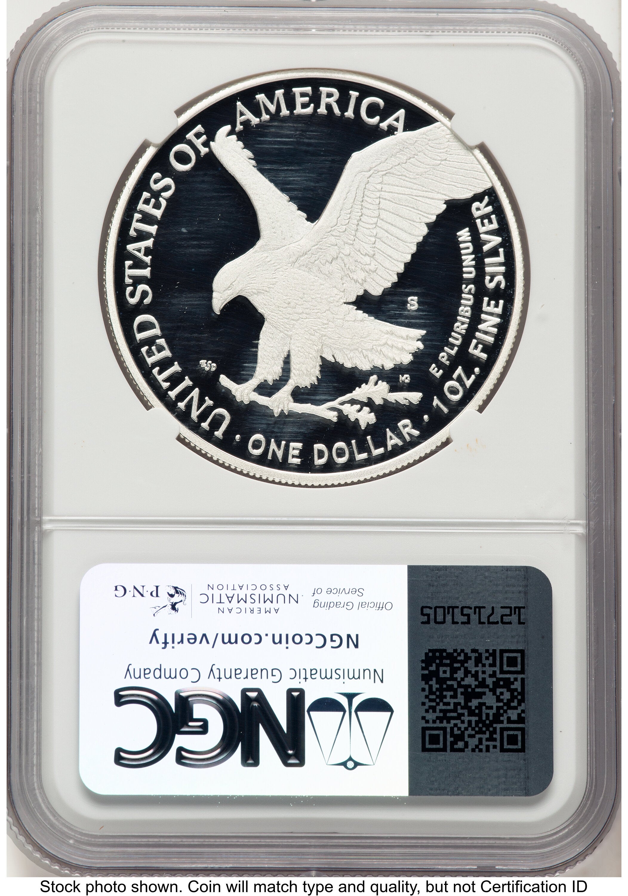 2023-S Proof Silver Eagle 1 oz ER Miles Standish Eagle Flag NGC PF70