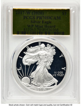 2017-W Proof Silver Eagle 1 oz WP Mint Hoard Gold Foil PCGS PR70