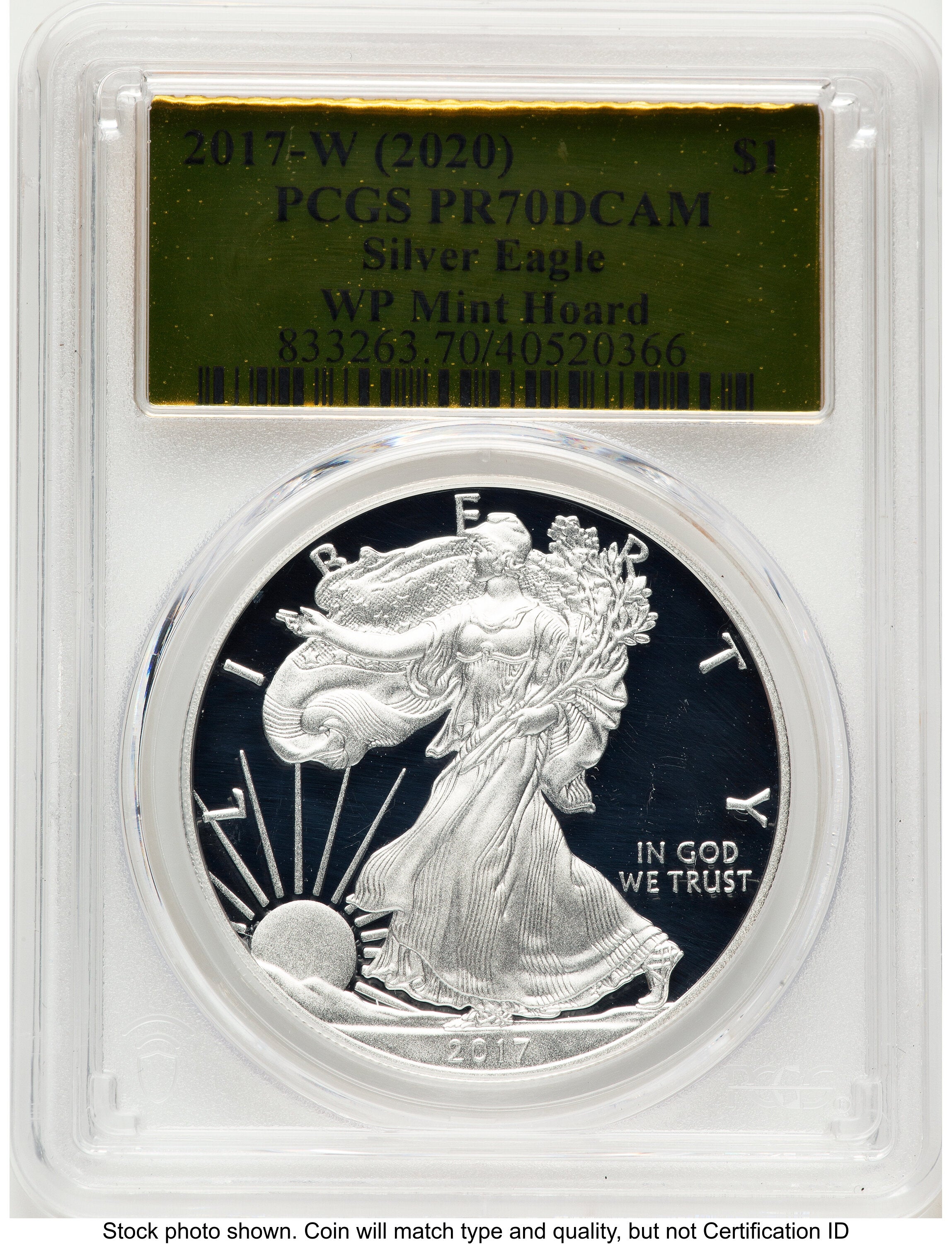 2017-W Proof Silver Eagle 1 oz WP Mint Hoard Gold Foil PCGS PR70