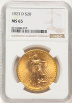 1923-D $20 Saint-Gaudens Double Eagle NGC MS65