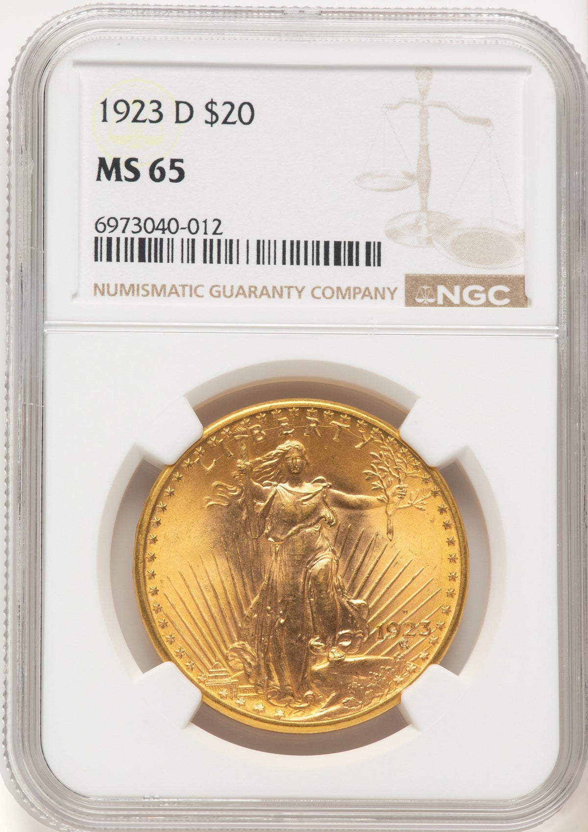 1923-D $20 Saint-Gaudens Double Eagle NGC MS65