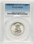 1950-S/D 25C Washington Quarter PCGS MS66