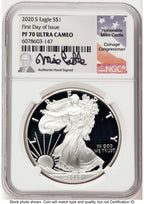 2020-S Proof Silver Eagle 1 oz FDI Mike Castle NGC PF70