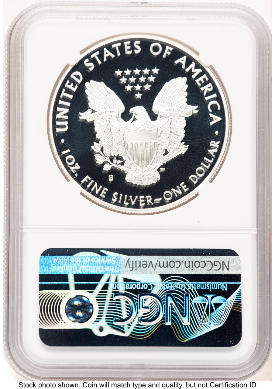2020-S Proof Silver Eagle 1 oz FDI John NGC PF70 Mercanti