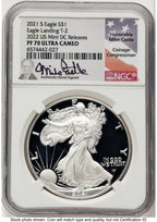 2021-S TY2 Proof Silver Eagle 1 oz 2022 US Mint Releases Mike Castle NGC PF70