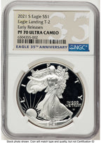2021-S TY2 Proof Silver Eagle 1 oz ER Eagle 35th Anniversary Label NGC PF70