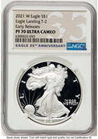 2021-W TY2 Proof Silver Eagle 1 oz ER Eagle 35th Anniversary Label NGC PF70