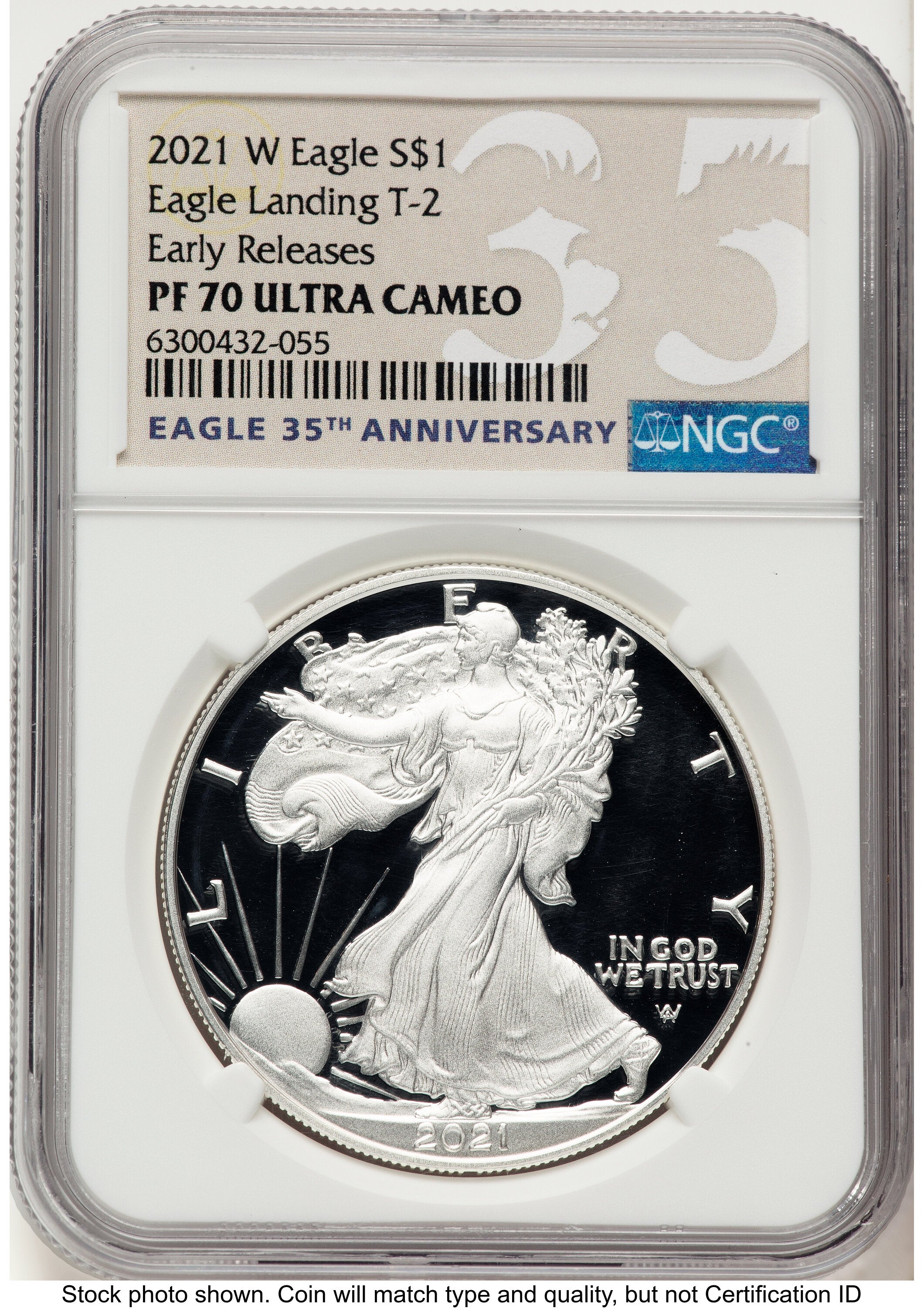 2021-W TY2 Proof Silver Eagle 1 oz ER Eagle 35th Anniversary Label NGC PF70