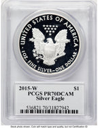 2015-W Proof Silver Eagle 1 oz John PCGS PR70 Mercanti