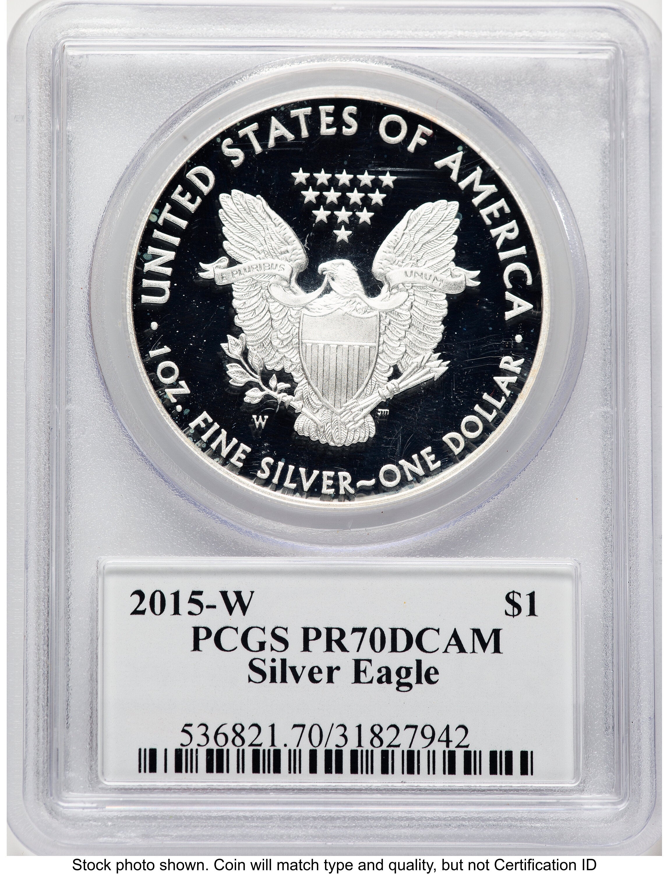 2015-W Proof Silver Eagle 1 oz John PCGS PR70 Mercanti