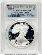2021-W TY1 Proof Silver Eagle Limited Edition Proof Set 1 oz FDI Flag PCGS PR70