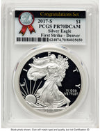 2017-S Proof Silver Eagle Congratulations Set 1 oz FS Congratulations Set Label Denver PCGS PR70