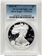 2020-W Proof Silver Eagle V75 Privy 1 oz Blue Gradient PCGS PR70