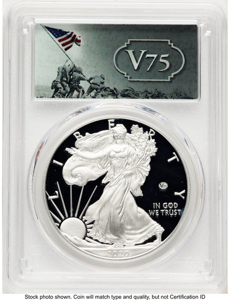 最高鑑定★2020 硫黄島 75周年 5オンス 銀貨 PCGS PR70 FDI 2020-W Proof Silver Eagle V75 Privy 1 oz FDI V75 Label PCGS PR70