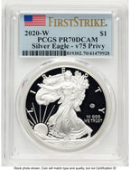 2020-W Proof Silver Eagle V75 Privy 1 oz FS Flag PCGS PR70