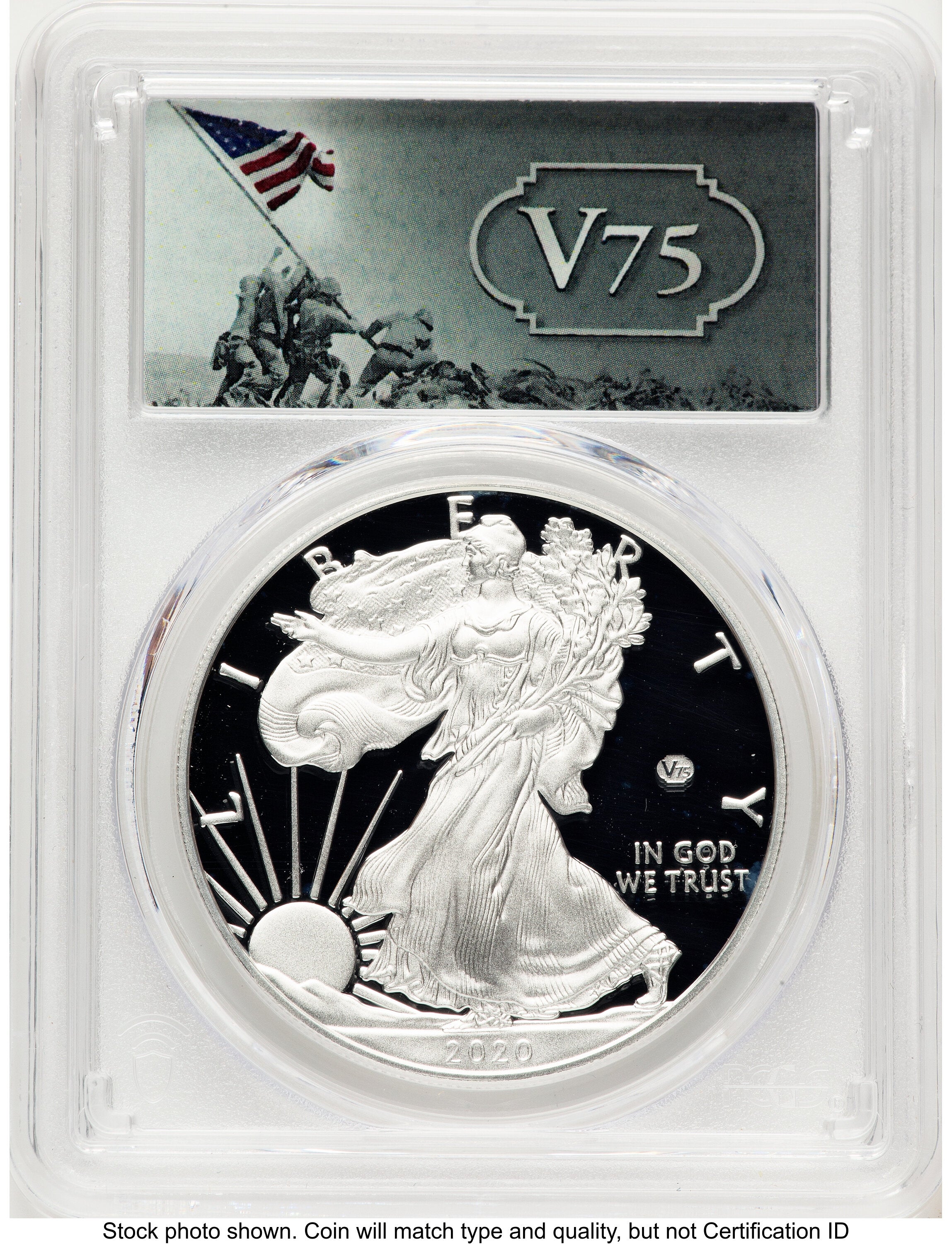2020-W Proof Silver Eagle V75 Privy 1 oz FDI V75 Label PCGS PR70