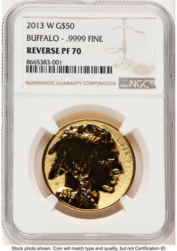 2013-W Reverse Proof Gold Buffalo 1 oz Brown Label NGC PF70