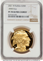 2021-W Proof Gold Buffalo 1 oz Brown Label NGC PF70