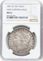 1891-CCVAM-3 Spitting Eagle Morgan Dollar NGC MS61