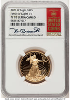 2021-W Type 1 Proof Gold Eagle 1/2 oz Kenneth Bressett Red Book NGC PF70