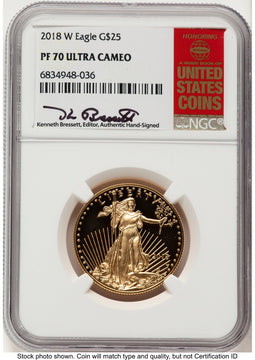 2018-W Proof Gold Eagle 1/2 oz Kenneth Bressett Red Book NGC PF70