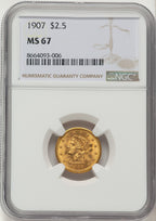 1907 $2.50 Liberty Quarter Eagle NGC MS67