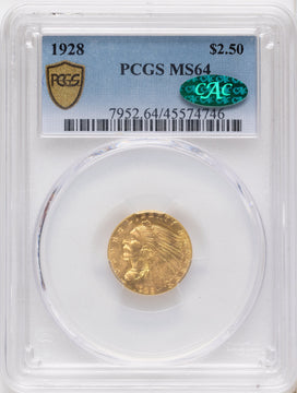 1928 $2.50 CAC Indian Quarter Eagle PCGS MS64
