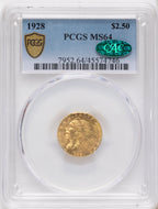 1928 $2.50 CAC Indian Quarter Eagle PCGS MS64