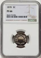 1878 5C Proof Shield Nickel NGC PR66
