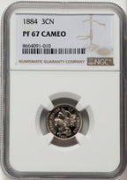 1884 3CN CA Proof Three Cent Nickel NGC PR67
