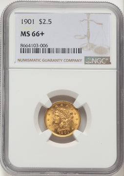 1901 $2.50 Liberty Quarter Eagle NGC MS66+
