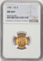 1901 $2.50 Liberty Quarter Eagle NGC MS66+