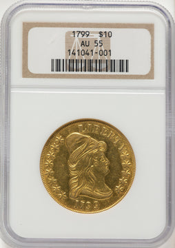 1799 $10 Lg Obv Stars Early Eagle NGC AU55