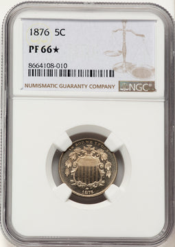1876 5C Proof Shield Nickel NGC PR66