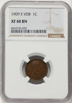 1909-S 1C VDB BN Lincoln Cent NGC XF40