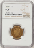 1838 $5 Classic Half Eagle NGC VG8