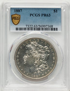 1887 Proof Morgan Dollar PCGS PR63