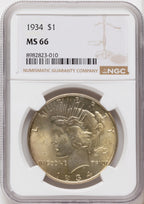 1934 Peace Dollar NGC MS66