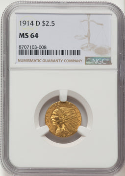 1914-D $2.50 Indian Quarter Eagle NGC MS64