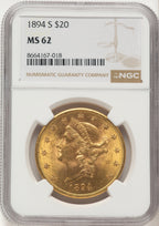 1894-S $20 Liberty Double Eagle NGC MS62